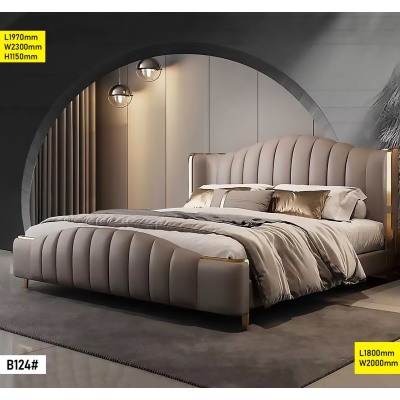 Lit King Size 1.80 m B124 – Lit Double Moderne 180×200 cm avec Tête de Lit Contemporaine