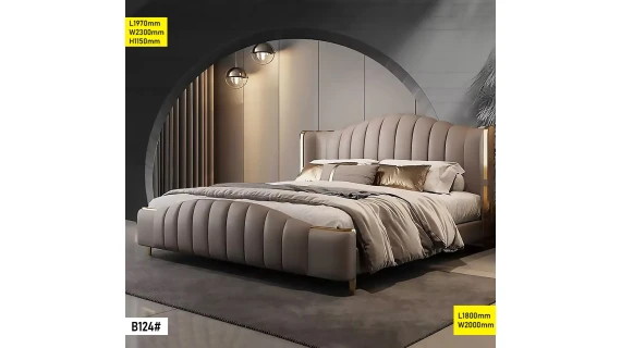 Lit King Size 1.80 m B124 – Lit Double Moderne 180×200 cm avec Tête de Lit Contemporaine