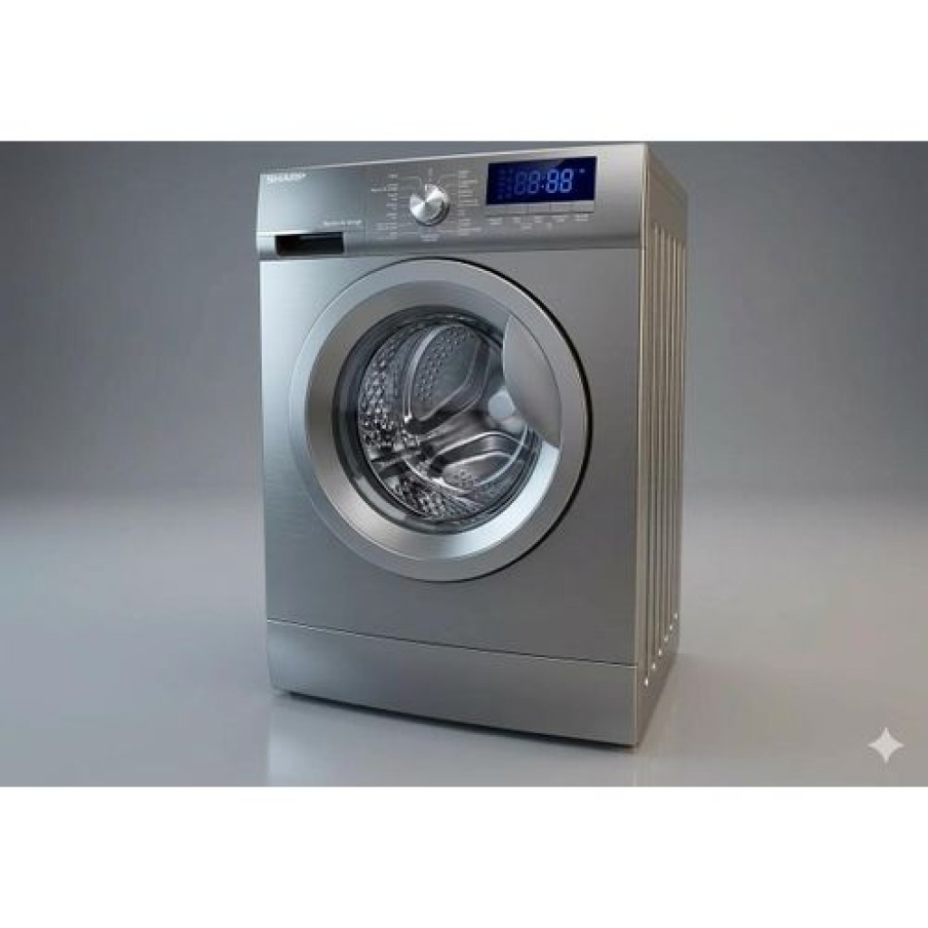 Machine à laver Sharp FEI712DLZ-S 7kg en argent avec un écran LED et une capacité de 7 kg