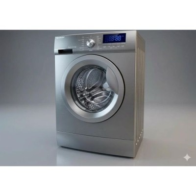 Machine à laver Sharp FEI712DLZ-S 7kg en argent avec un écran LED et une capacité de 7 kg