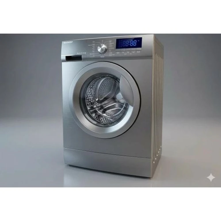 Machine à laver Sharp FEI712DLZ-S 7kg en argent avec un écran LED et une capacité de 7 kg