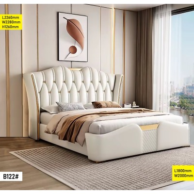 Lit King Size 1.80 m B122 – Lit Moderne 180×200 cm avec Grande Tête de Lit Design