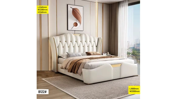 Lit King Size 1.80 m B122 – Lit Moderne 180×200 cm avec Grande Tête de Lit Design