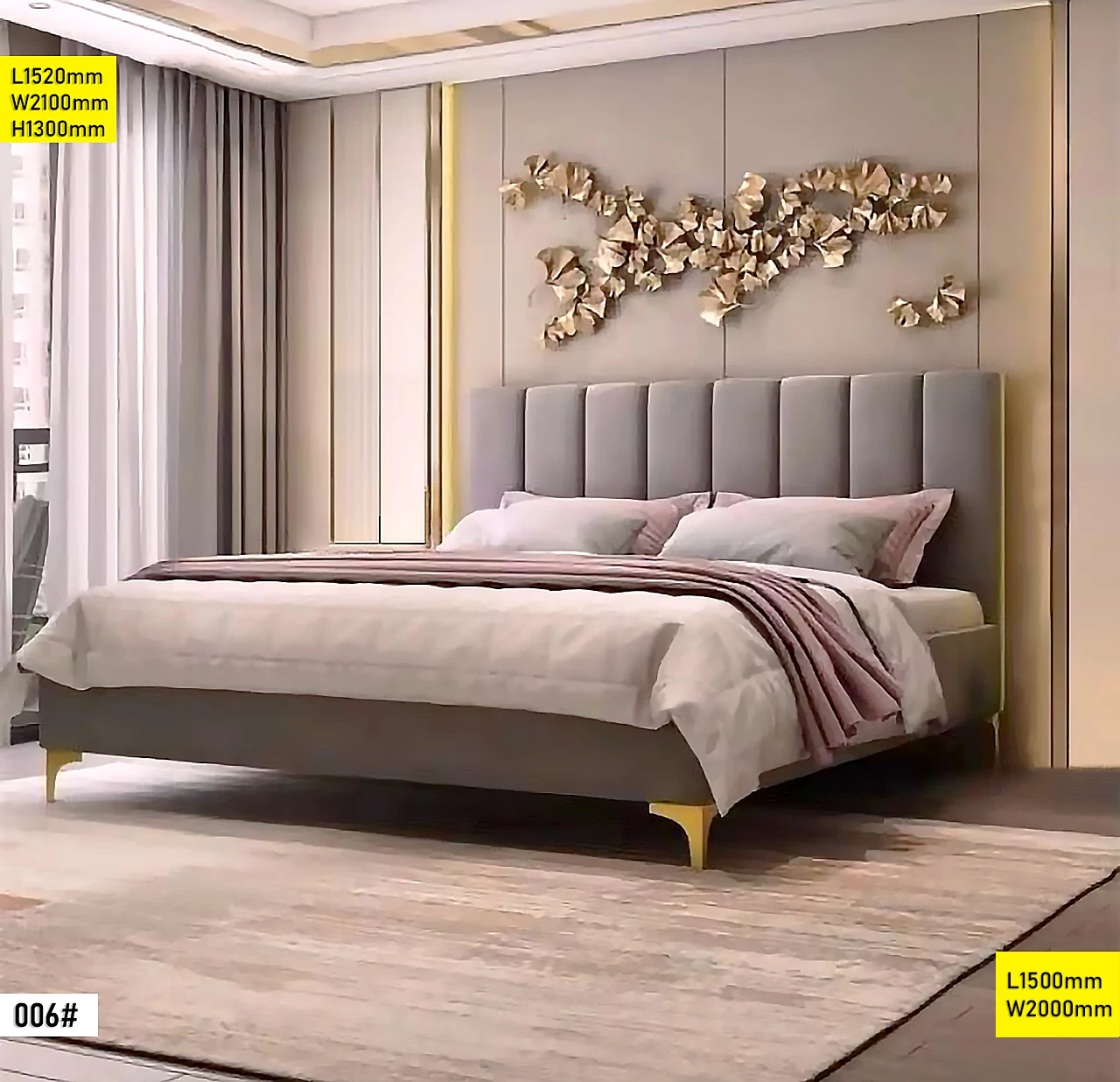 WhatsApp Image 2026-02-27 at 13.18.57 Lit 1.50M 150x200 cm Réf 006# – Cadre Robuste avec Tête de Lit 1300mm Design Moderne – Image 1