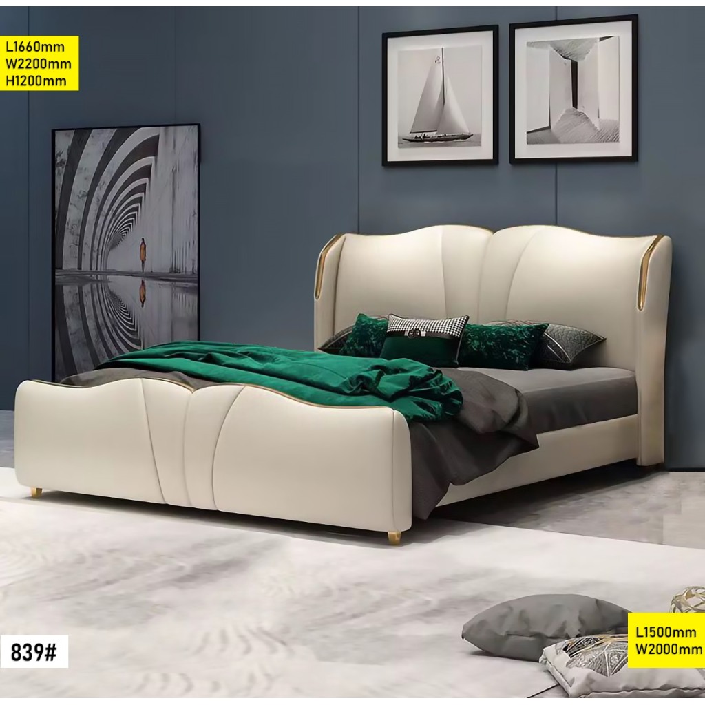 Lit 1.50M design moderne avec tête de lit élégante et structure solide
