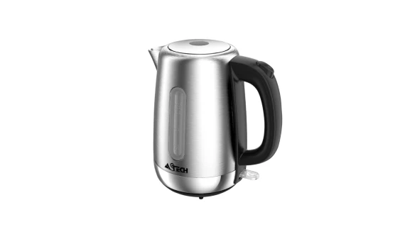 Bouilloire électrique ASTECH 1.7L avec base rotative et design gris moderne