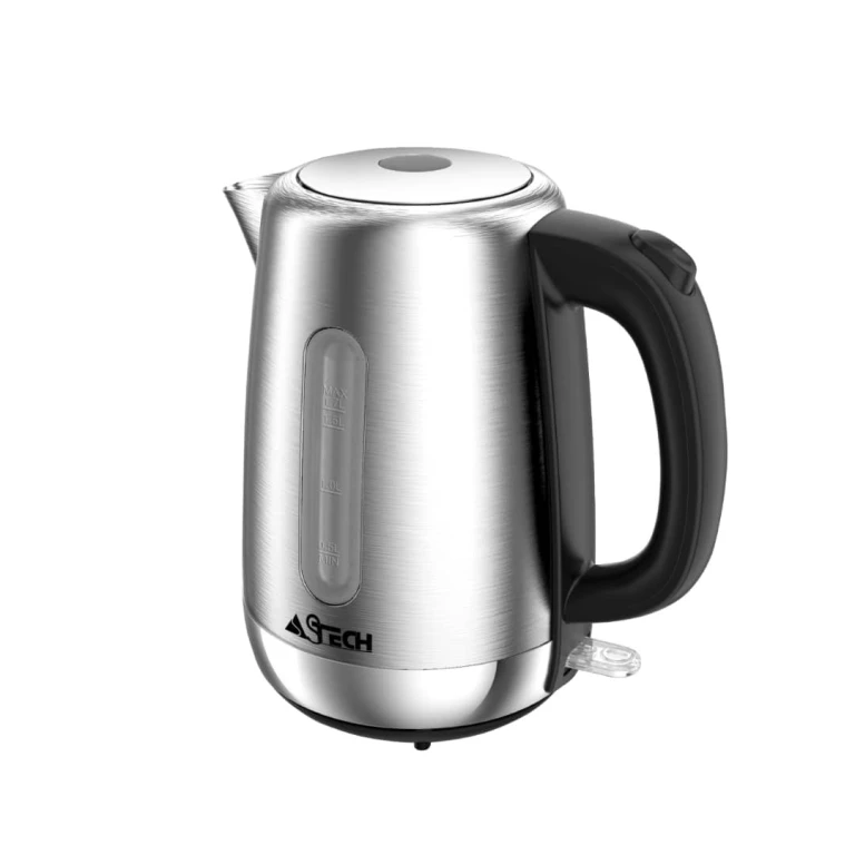 Bouilloire électrique ASTECH 1.7L avec base rotative et design gris moderne