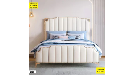 Lit 1.80M 180x200 cm Réf 810# – King Size avec Tête de Lit 1400mm Design Luxe