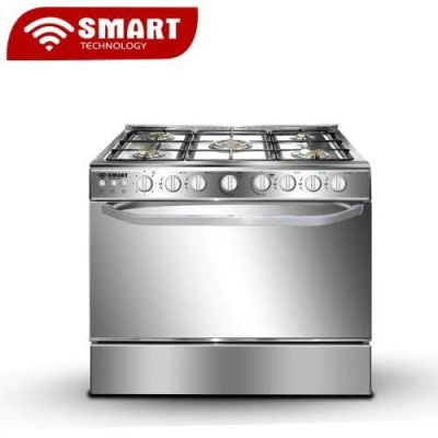 Cuisinière à Gaz SMART TECHNOLOGY 5 Feux 90×60 STC9060C – Four avec Rotisseur et Allumage Électrique Inox