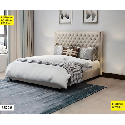 Lit Double 1.50m B822 - Vue de face avec tête de lit élégante et matelas