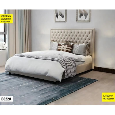Lit Double 1.50m B822 - Vue de face avec tête de lit élégante et matelas