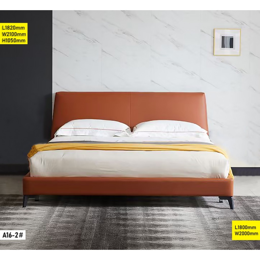 Lit 1.80M double adulte en bois avec tête de lit haute et design moderne