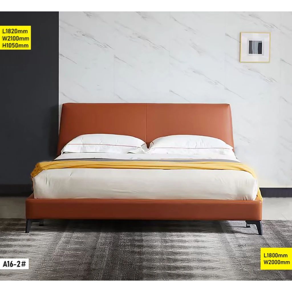Lit 1.80M double adulte en bois avec tête de lit haute et design moderne