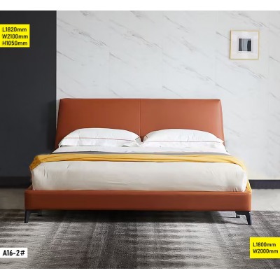 Lit 1.80M double adulte en bois avec tête de lit haute et design moderne