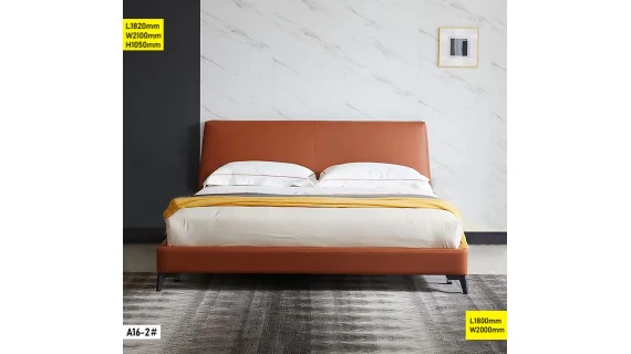 Lit 1.80M double adulte en bois avec tête de lit haute et design moderne