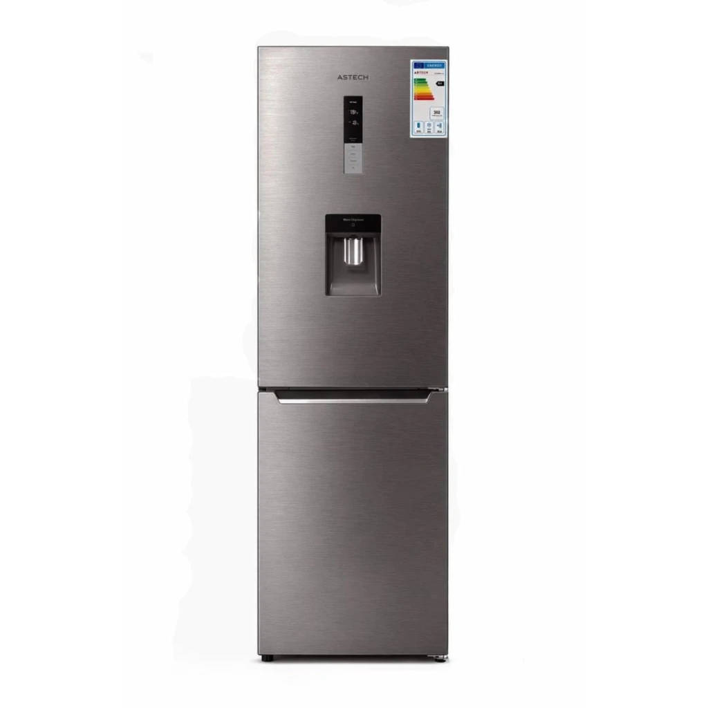 Réfrigérateur ASTECH 322L No Frost avec 3 tiroirs congélateur et fontaine à eau intégrée, gris