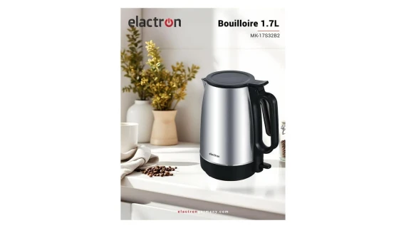 Bouilloire Elactron Inox 1.7L MK-17DD19A2 avec Indicateur – Chauffe Eau Rapide et Sécurisé