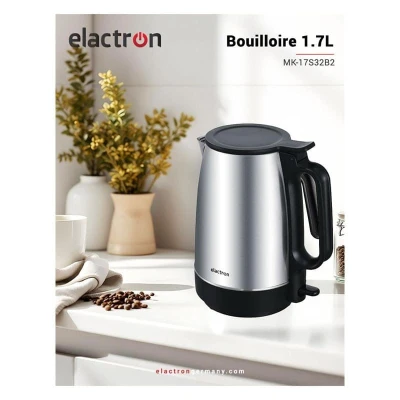 Bouilloire électrique inox 1.7L avec design moderne noir