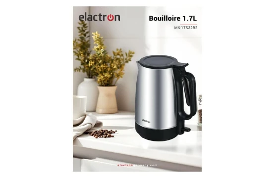 Bouilloire électrique inox 1.7L avec design moderne noir