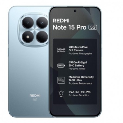 Image du Xiaomi Redmi Note 15 Pro, un smartphone noir avec un écran AMOLED de 6,83'' et un appareil photo de 200 Mpx