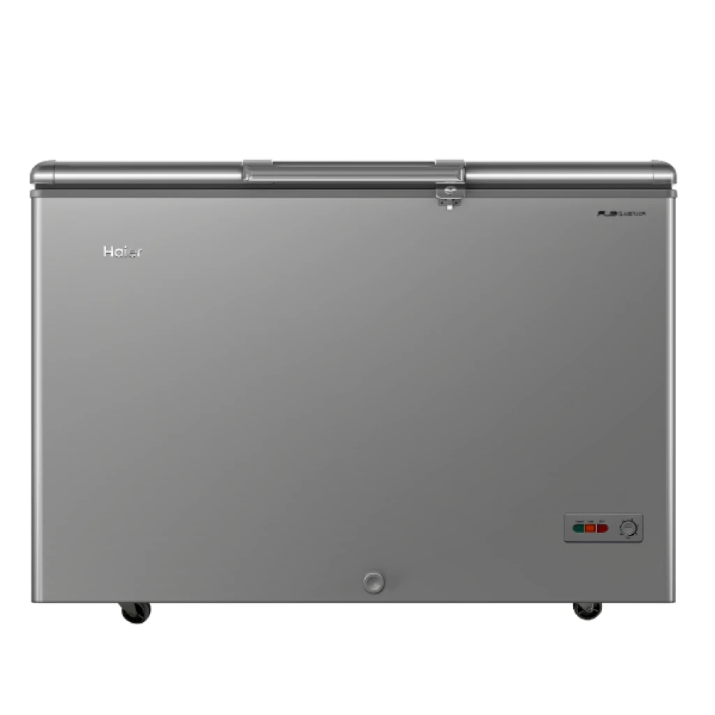 Congélateur Haier HCF-478VS - coffre inverseur 417 litres, gris argenté, avec éclairage LED intérieur