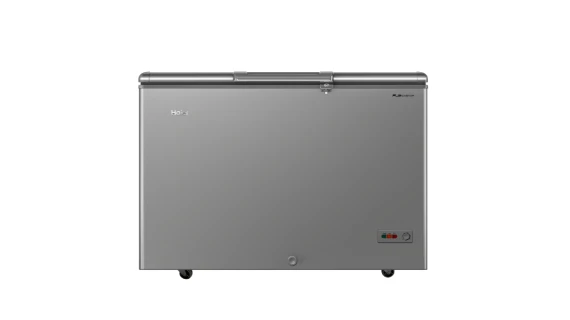Congélateur Haier HCF-478VS - coffre inverseur 417 litres, gris argenté, avec éclairage LED intérieur