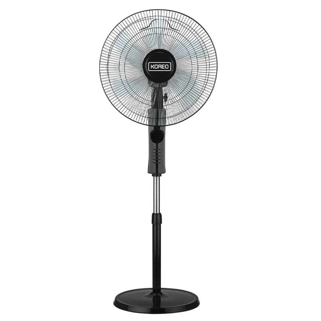 Ventilateur KOREQ 18″ sur pied noir avec télécommande et oscillation