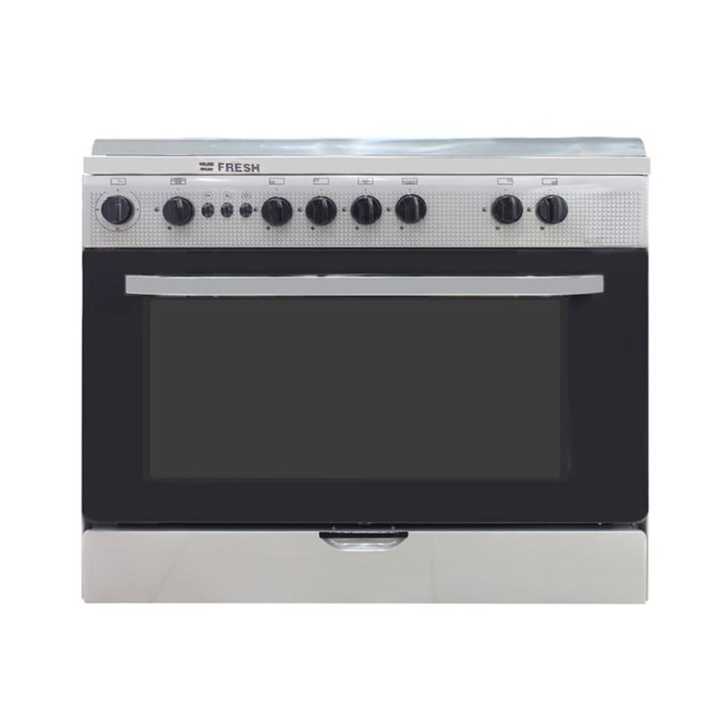 Cuisinière FRESH 5 feux 90x60 à Gaz GRIS 14003 CB - Four, Gril et Rôtisserie