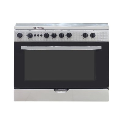 Cuisinière FRESH 5 feux 90x60 à Gaz GRIS 14003 CB - Four, Gril et Rôtisserie