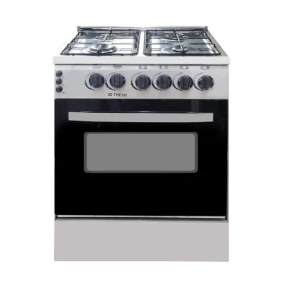 Cuisinière FRESH 4 feux à gaz 60x60 cm gris avec four, gril et rôtisserie