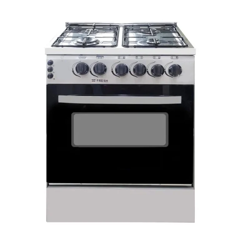 Cuisinière FRESH 4 feux à gaz 60x60 cm gris avec four, gril et rôtisserie