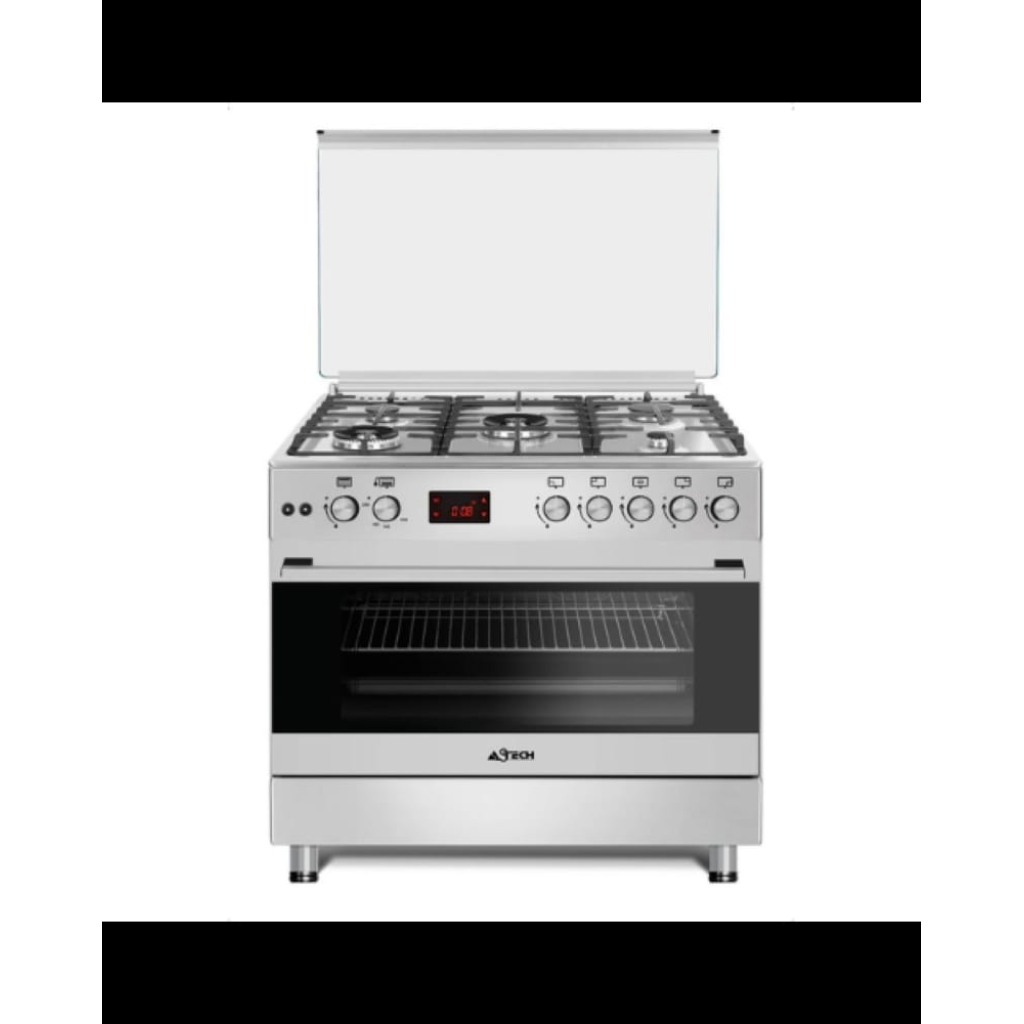 Cuisinière ASTECH 5 feux à gaz avec chaleur tournante et tournebroche