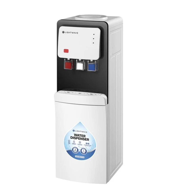 Fontaine à eau Lighwave avec trois robinets, conçue en acier inoxydable