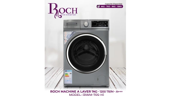 Machine à laver Roch 7KG 1200 Tours A+++ RWM70SH avec bouilloire offerte