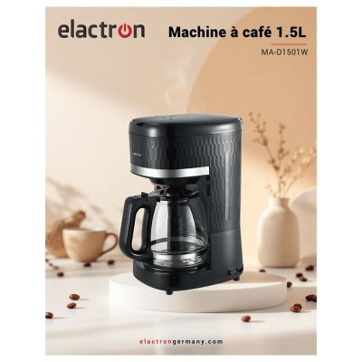 Machine à Café Elactron 1.5L MA-D1501W – 10 Tasses, Cafetière Rapide et Pratique