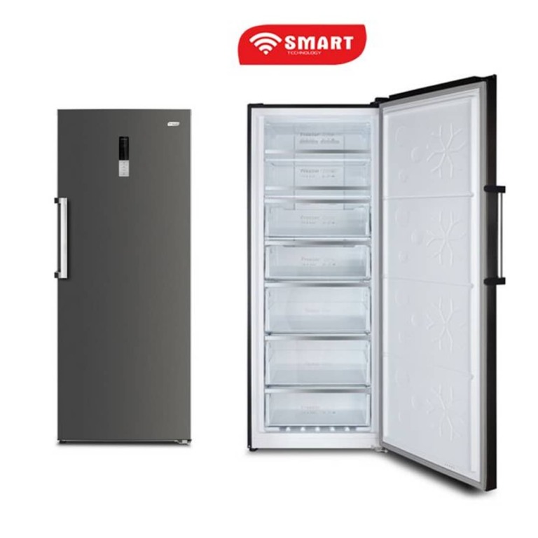 Congélateur vertical Smart Technology 380L No Frost 7 tiroirs gris