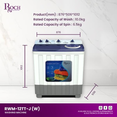 Machine à laver semi-automatique 12KG ROCH RWM120TTJ(W) en fonctionnement