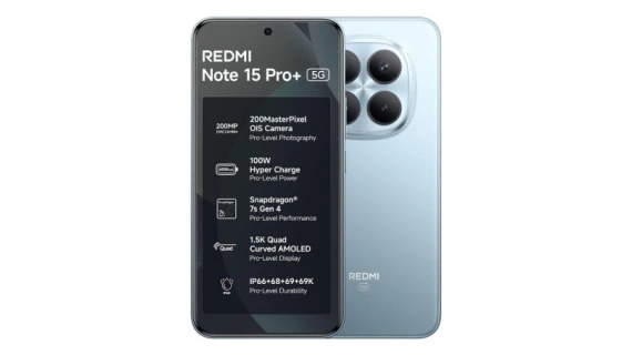 Xiaomi Redmi Note 15 Pro+ 5G noir avec écran allumé et caméra principale