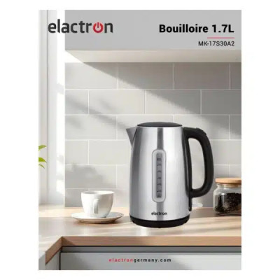 Bouilloire Elactron Noir 1.7L MK-17S30A2 avec Indicateur – Chauffe Eau Rapide et Élégant