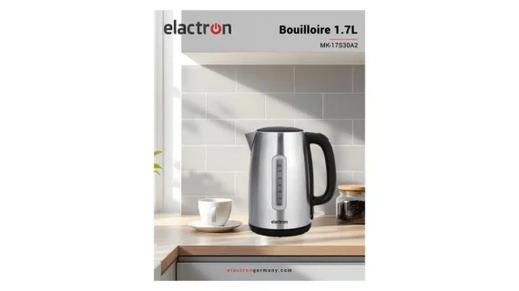 Bouilloire Elactron Noir 1.7L MK-17S30A2 avec Indicateur – Chauffe Eau Rapide et Élégant