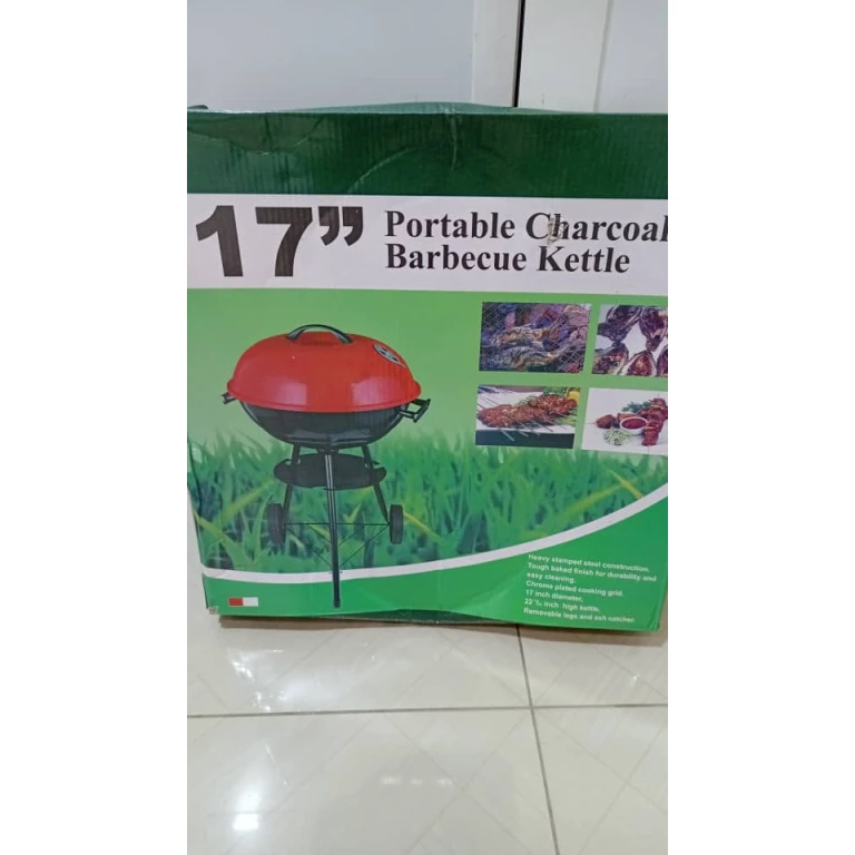 Barbecue charbon portable 17 pouces kettle avec grille chromée