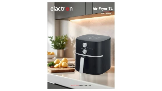 Friteuse à air Elactron 5L avec un bol de frites croustillantes