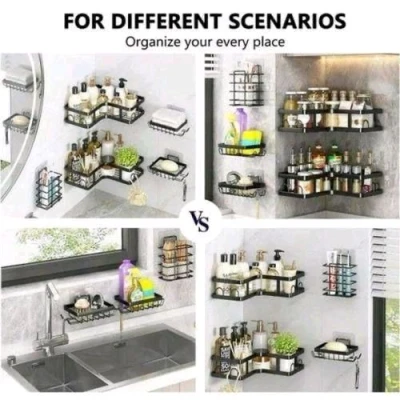 Étagère Salle de Bain 5 en 1 Corner Shower Caddy – Ensemble de Rangement 5 Pièces – Image 3