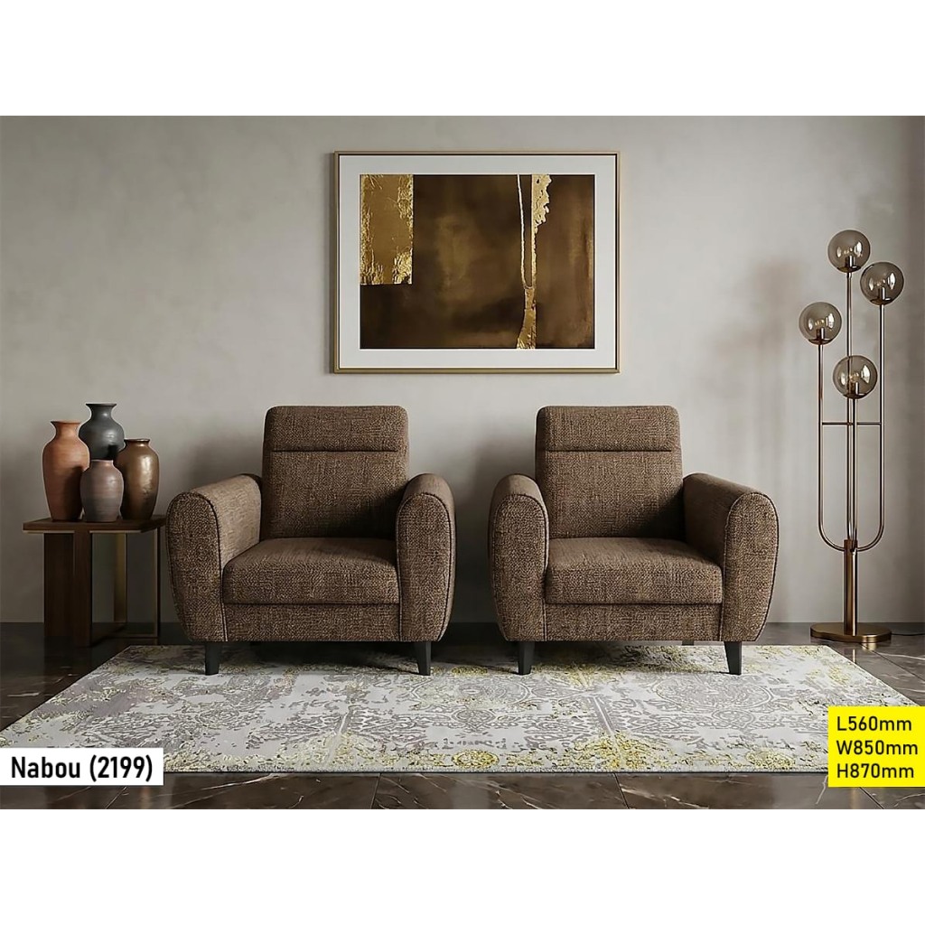 Fauteuil club marron 1 place en tissu chinille avec des coussins confortables