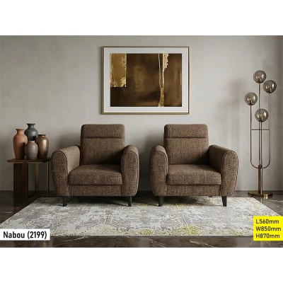 Fauteuil club marron 1 place en tissu chinille avec des coussins confortables