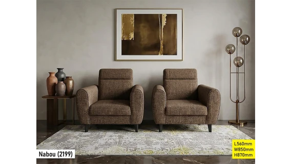 Fauteuil club marron 1 place en tissu chinille avec des coussins confortables