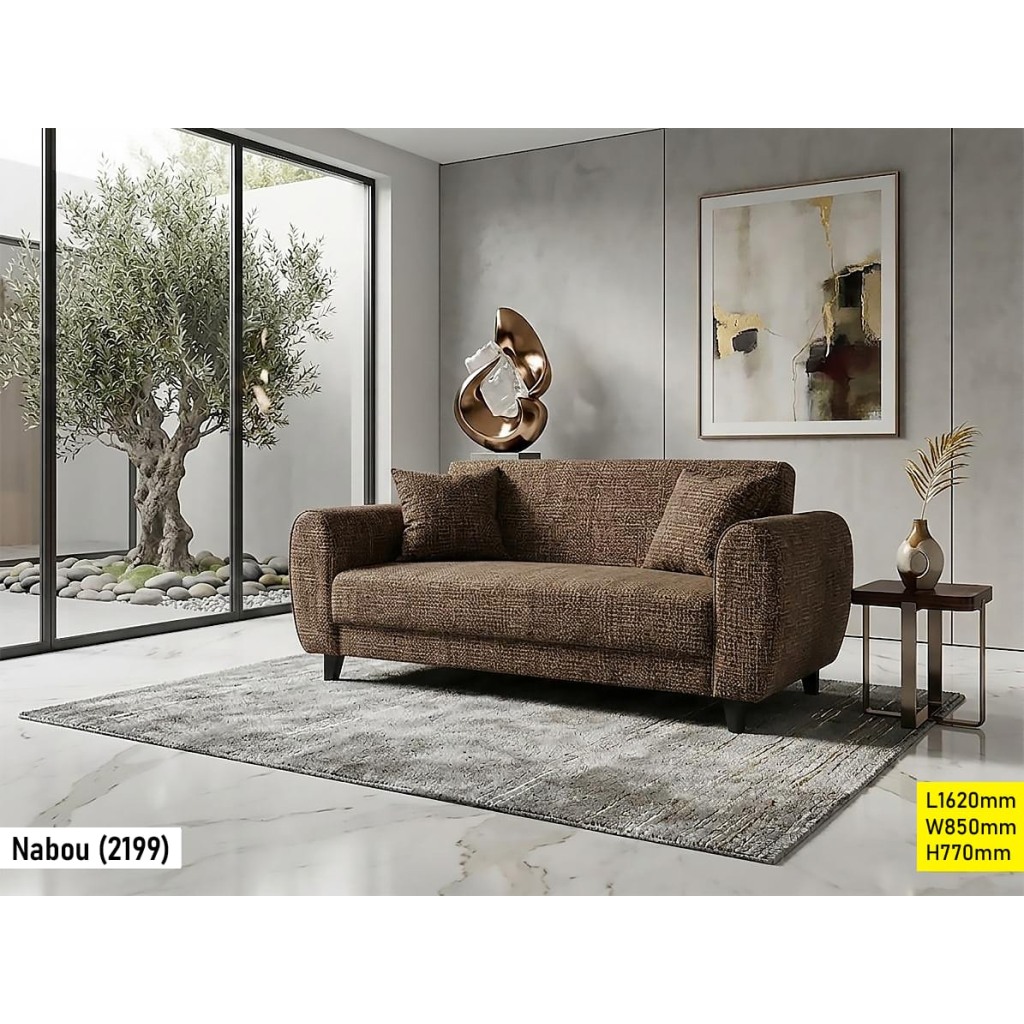 Canapé 3 places Marron Nabou en tissu chinille pour salon