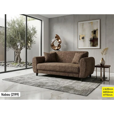 Canapé 3 places Marron Nabou en tissu chinille pour salon