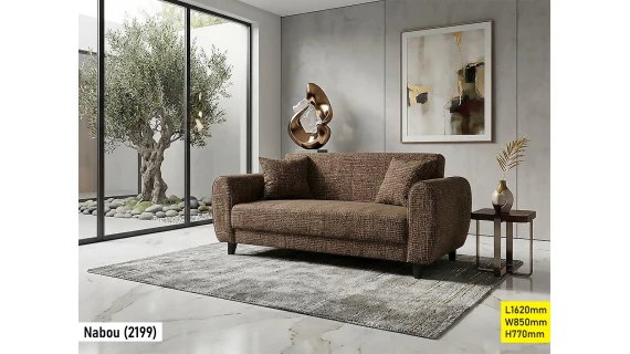 Canapé 3 places Marron Nabou en tissu chinille pour salon