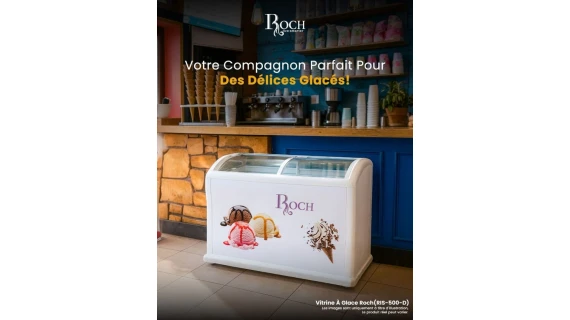 Congélateur Vitrine Roch 500L RIS500D – Spécial Glaces, Portes Coulissantes Verre